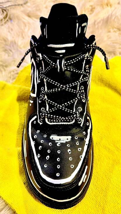 Nike Air Force 1 Custom 'Cartoon' Sketch Black White Outline - Picture 2 of 4